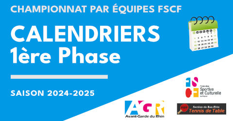 FSCF - Championnat par équipes - Calendriers Ph1 2024-2025