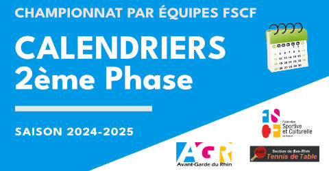 FSCF - Championnat par équipes - Calendriers Ph2 2024-2025