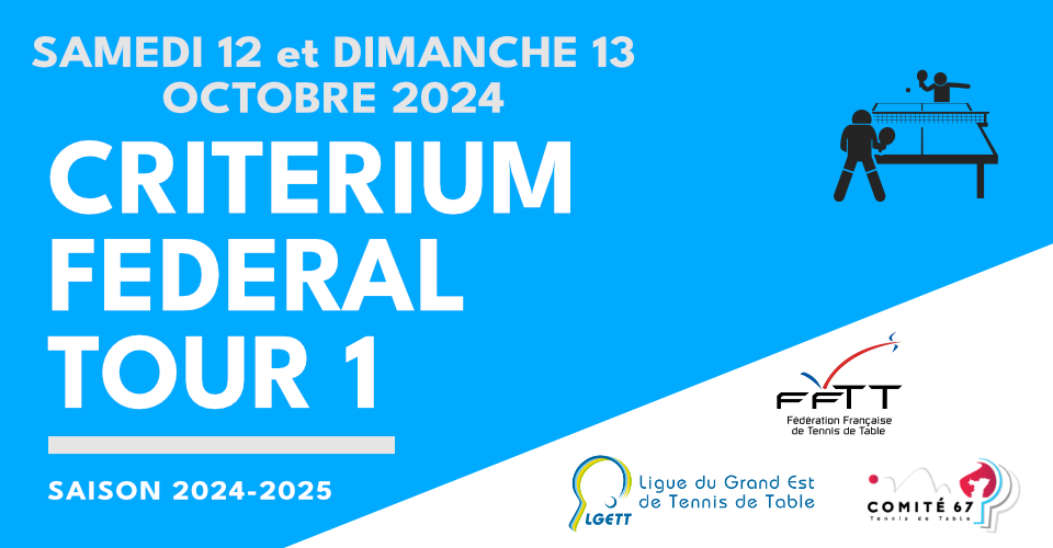 FFTT - Critérium Fédéral 2024/2025 Tour 1