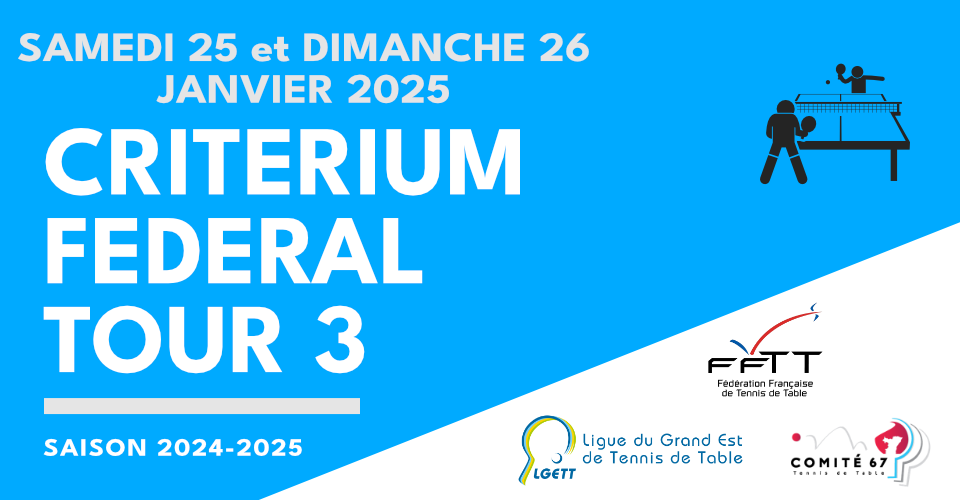 FFTT - Critérium Fédéral 2024/2025 Tour 3