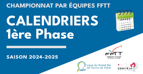 FFTT - Championnat par équipes - Calendriers Ph1 2024-2025