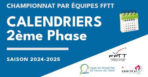 FFTT - Championnat par équipes - Calendriers Ph2 2024-2025