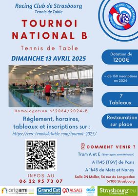 Tournoi FFTT national B du RCS 2025