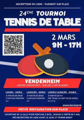 Tournoi Loisirs de Tennis de Table de Vendenheim 2025